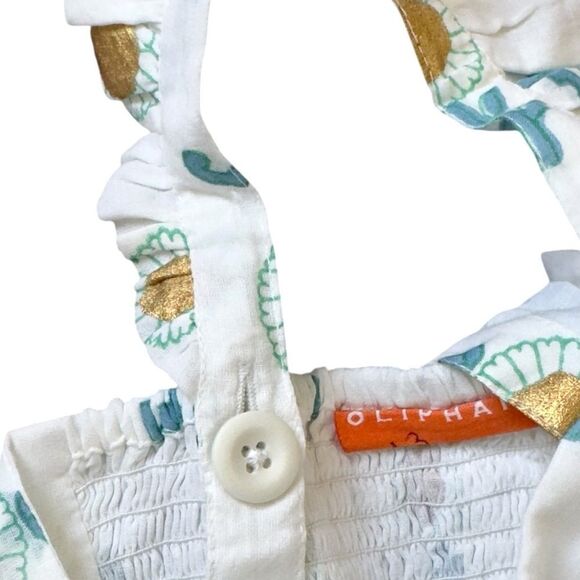 Oliphant Leela White Blue Ruffle Cross Back Sleeveless Midi Dress. NEW. Small. - Picture 5 of 16